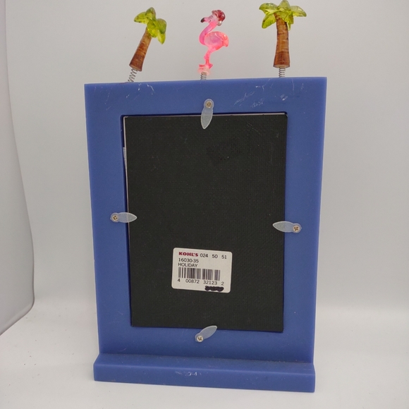 Kohl's Holiday Tropics Blue Picture Frame 3-1/2" x 5" Palm Trees & Flamingo Trim - Picture 2 of 5